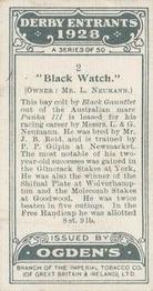1928 Ogden's Derby Entrants #2 Black Watch Back